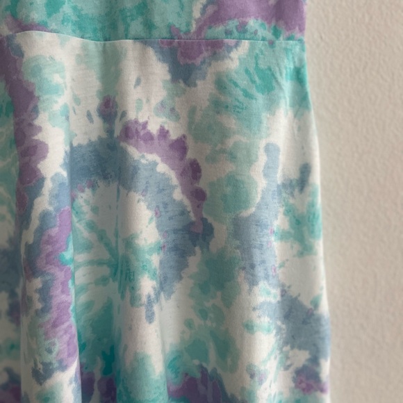 Blue and Green tye-dye Casual Sundress with Scoop Neck - Picture 7 of 16